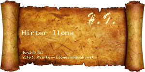 Hirter Ilona névjegykártya